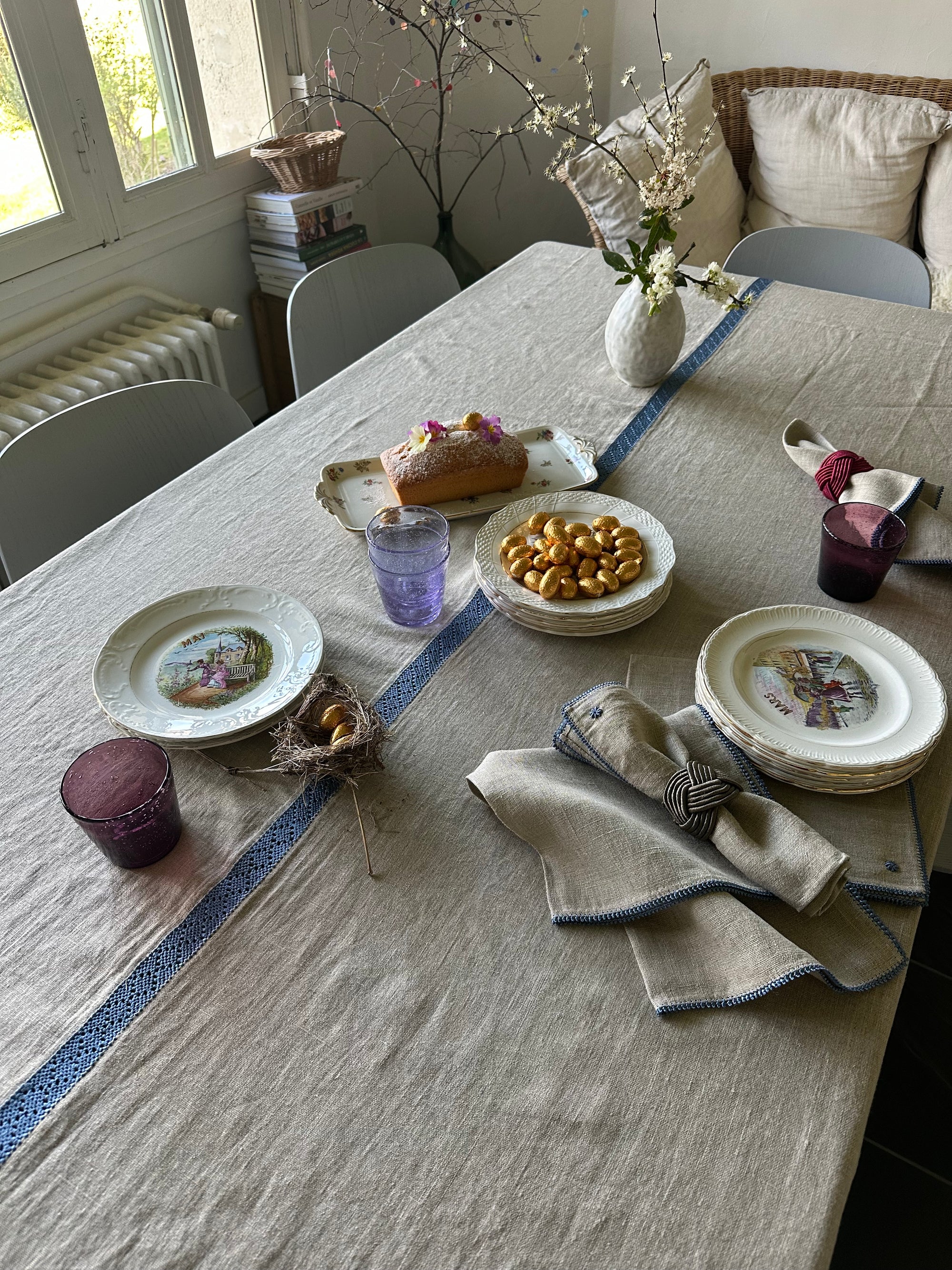 MOUNIA lin naturel - Nappe et serviettes